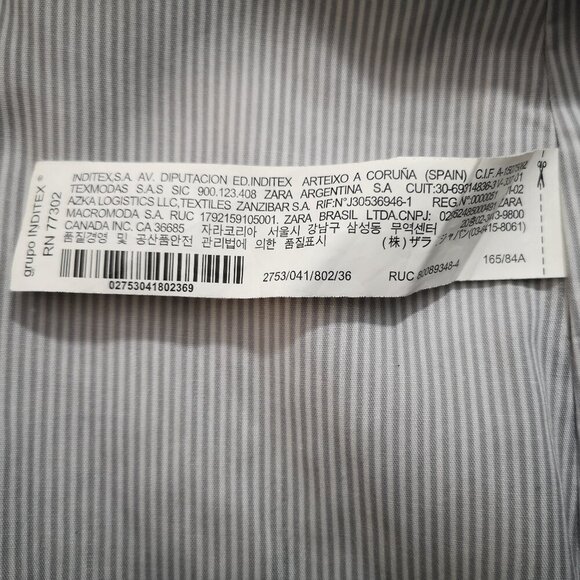 Zara Basics Collection Ladies Size 4 Grey & Beige Lined Tab Collar Blazer - Picture 10 of 11